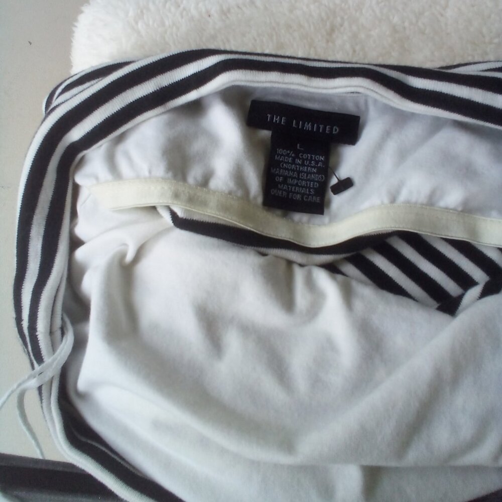 The Limited Black/White Striped Halter Top w/Bra Liner Size: L - Picture 6 of 7